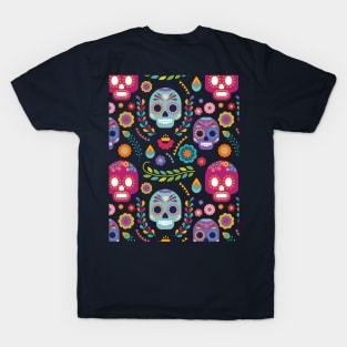 Mexican floral with skull T-Shirt